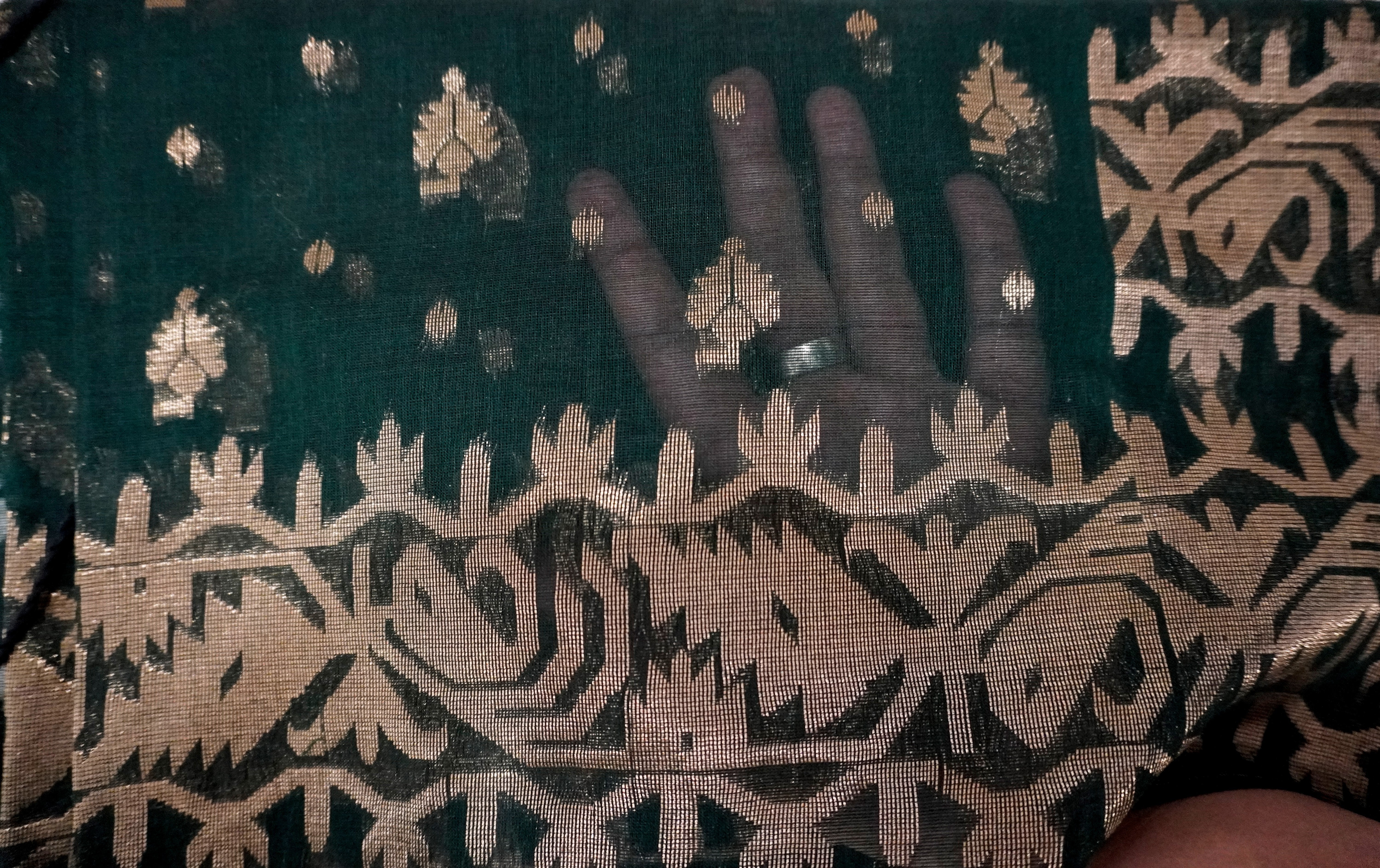 Emerald Heritage - Cotton Jamdani Dupatta with Traditional Golden Border