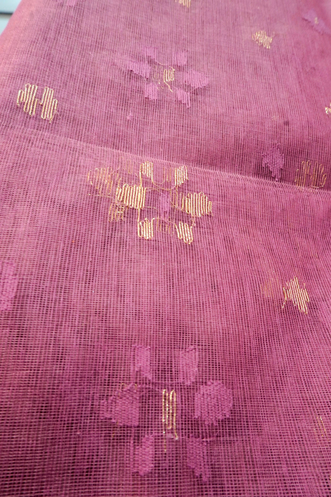 Pink Petal Poetry - 84 Count Half-Silk Bright Pink Jamdani with Floral Motifs