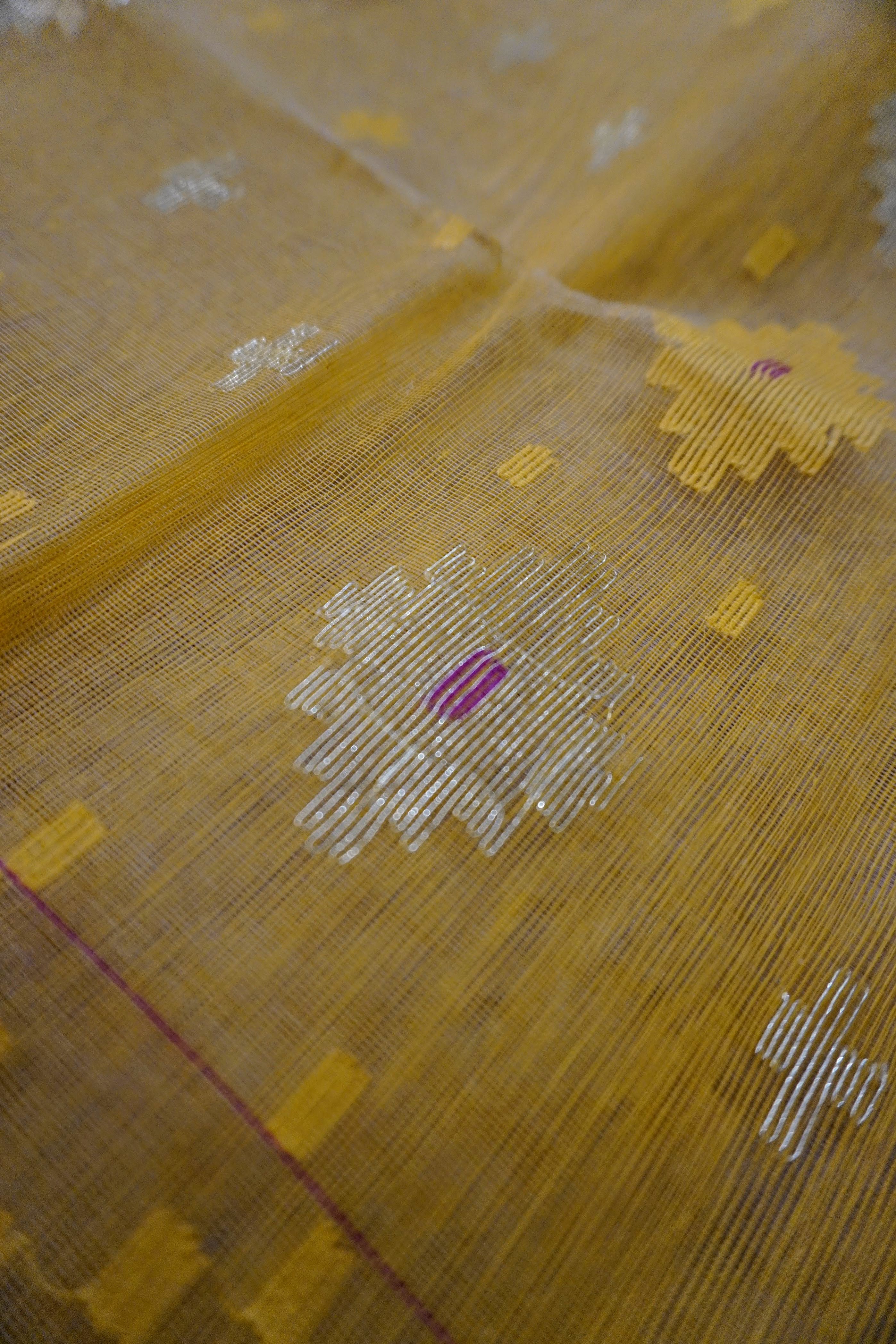 Mustard Gold Radiance - 80/60 Count Jamdani with Golden Motifs