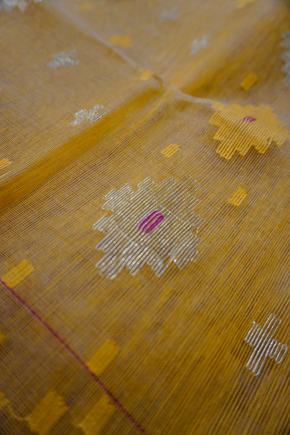 Mustard Gold Radiance - 80/60 Count Jamdani with Golden Motifs