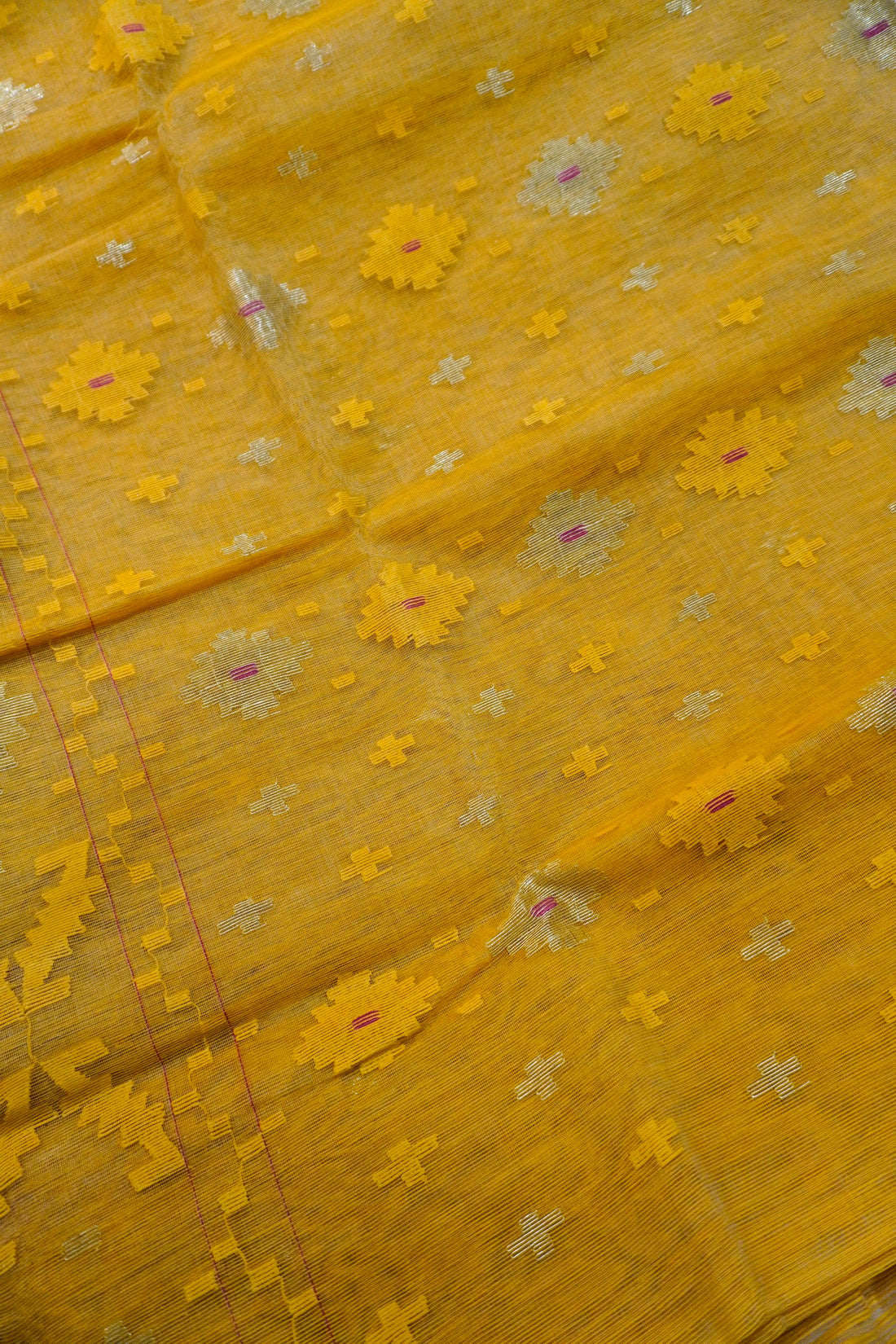 Mustard Gold Radiance - 80/60 Count Jamdani with Golden Motifs