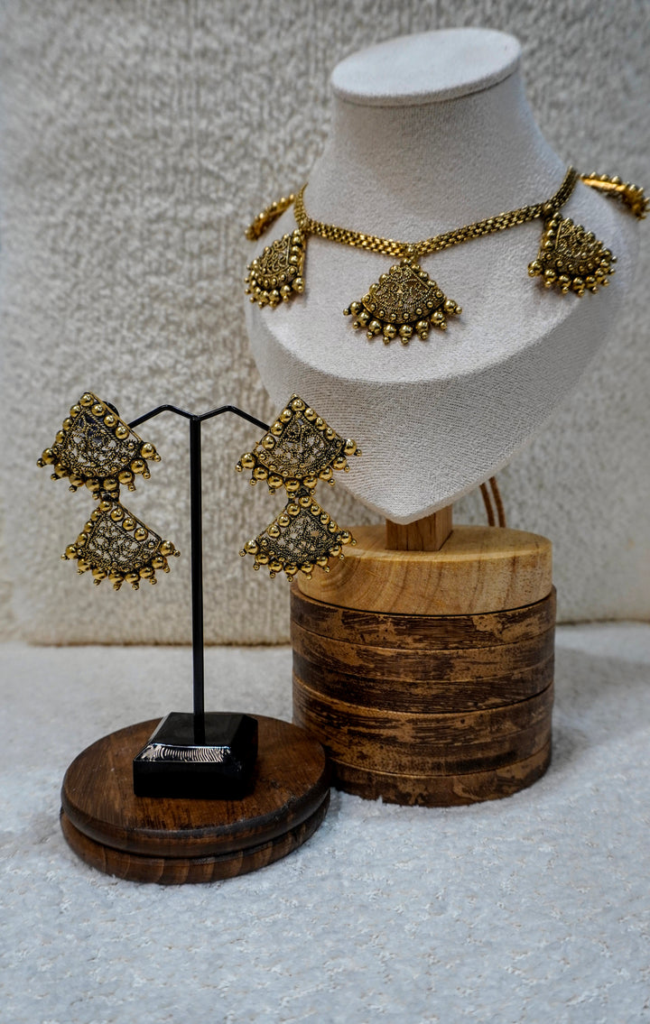 Brass Royal Fusion Set – Geometric Lattice with Golden Accent