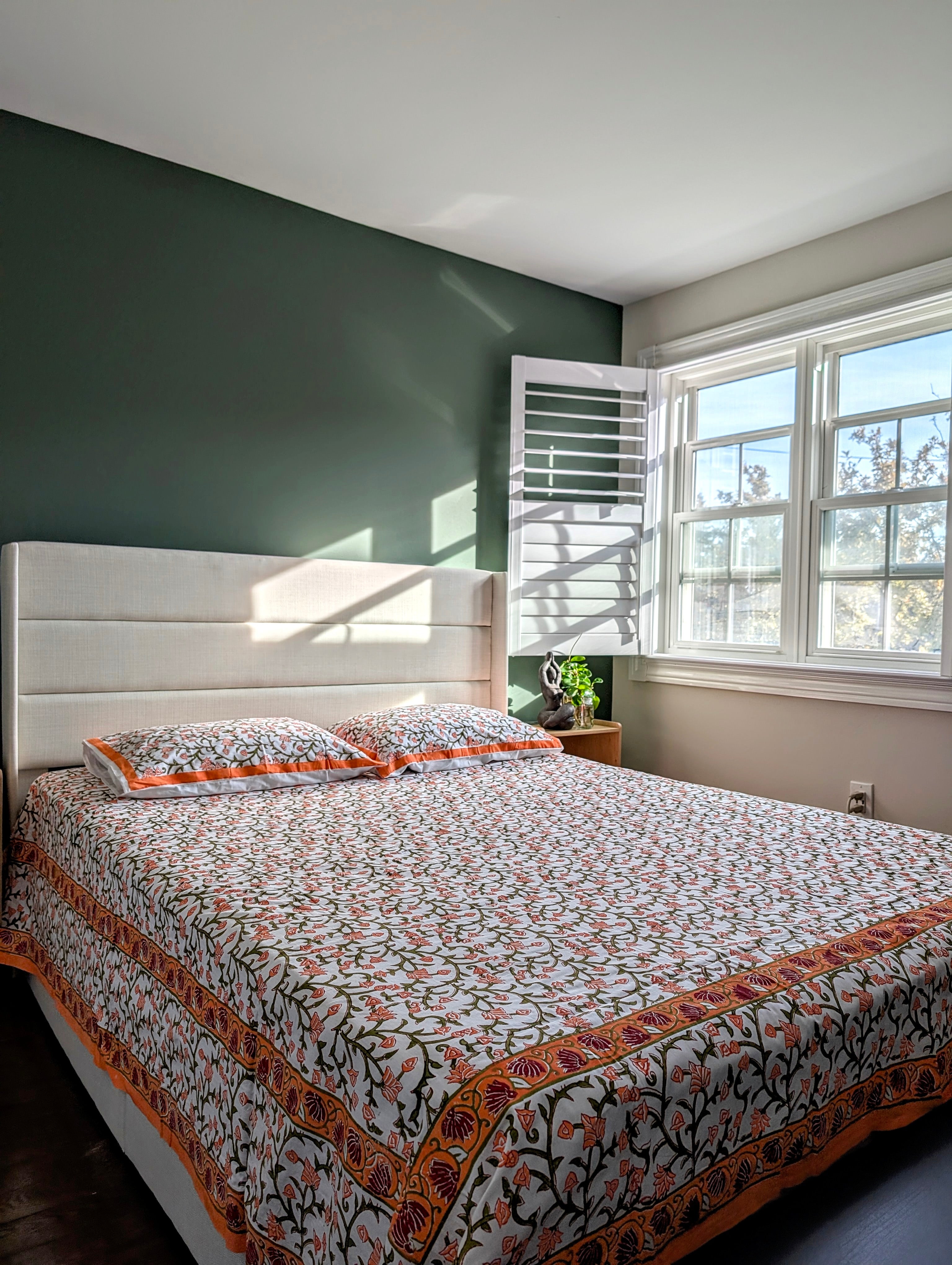 Sunrise Blossom – 100% Cotton Block Print Bed Set