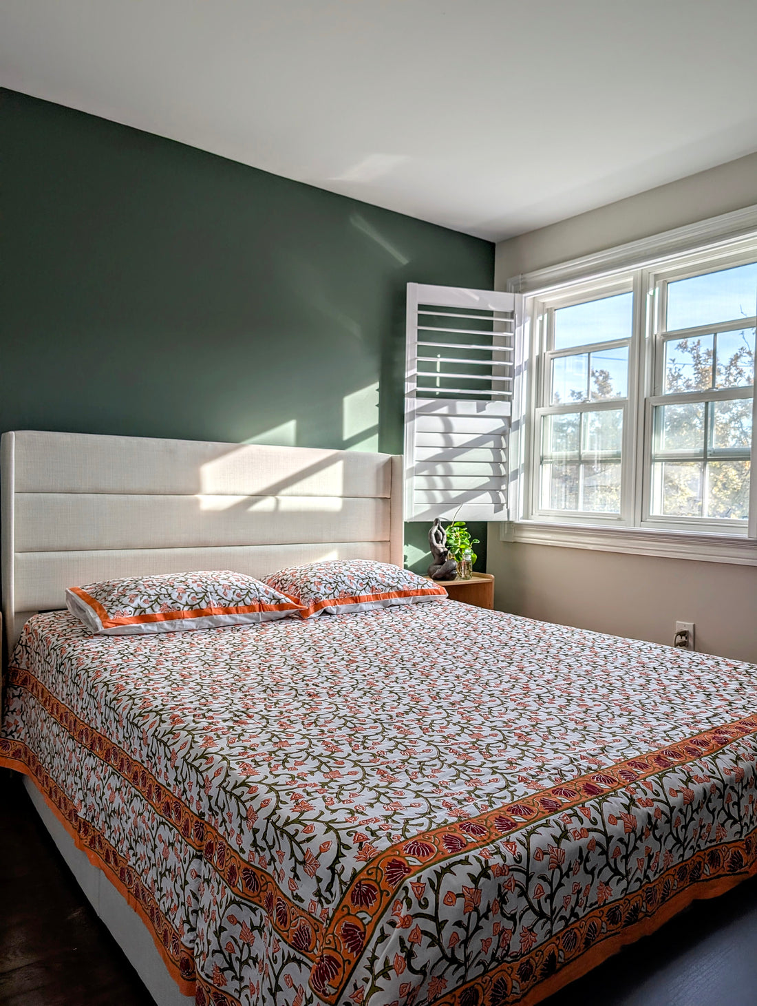 Sunrise Blossom – 100% Cotton Block Print Bed Set