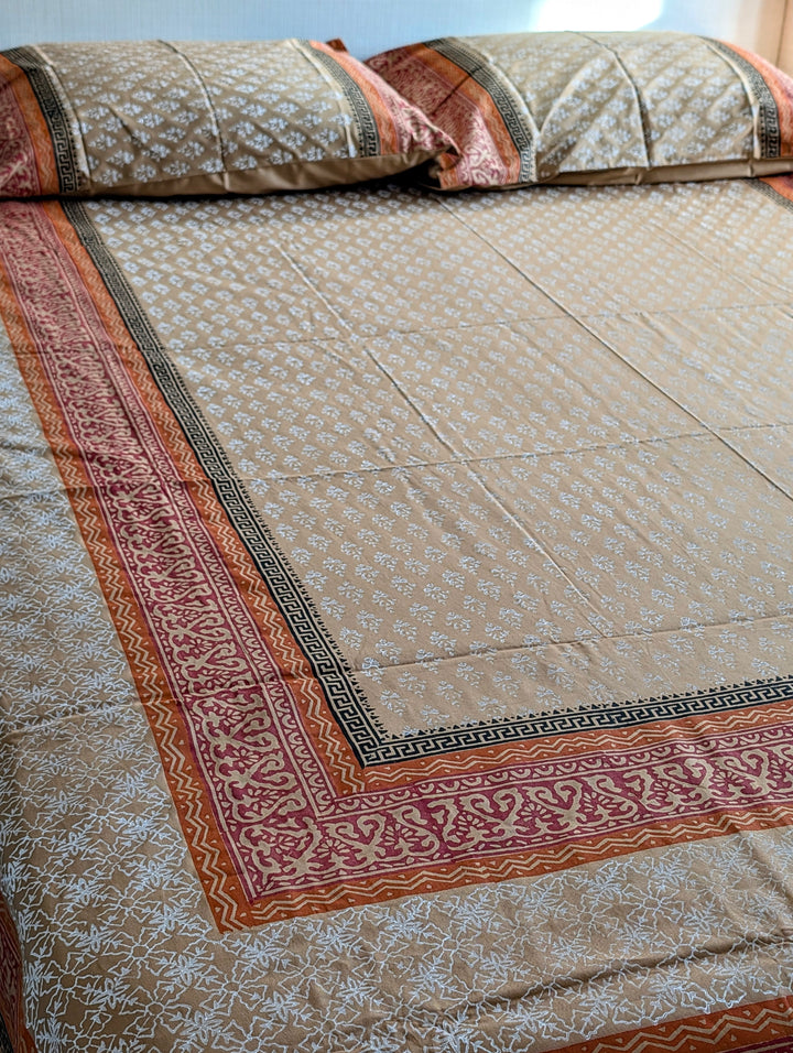 Heritage Ember Bed Set – 100% Cotton Block Print Bed Set