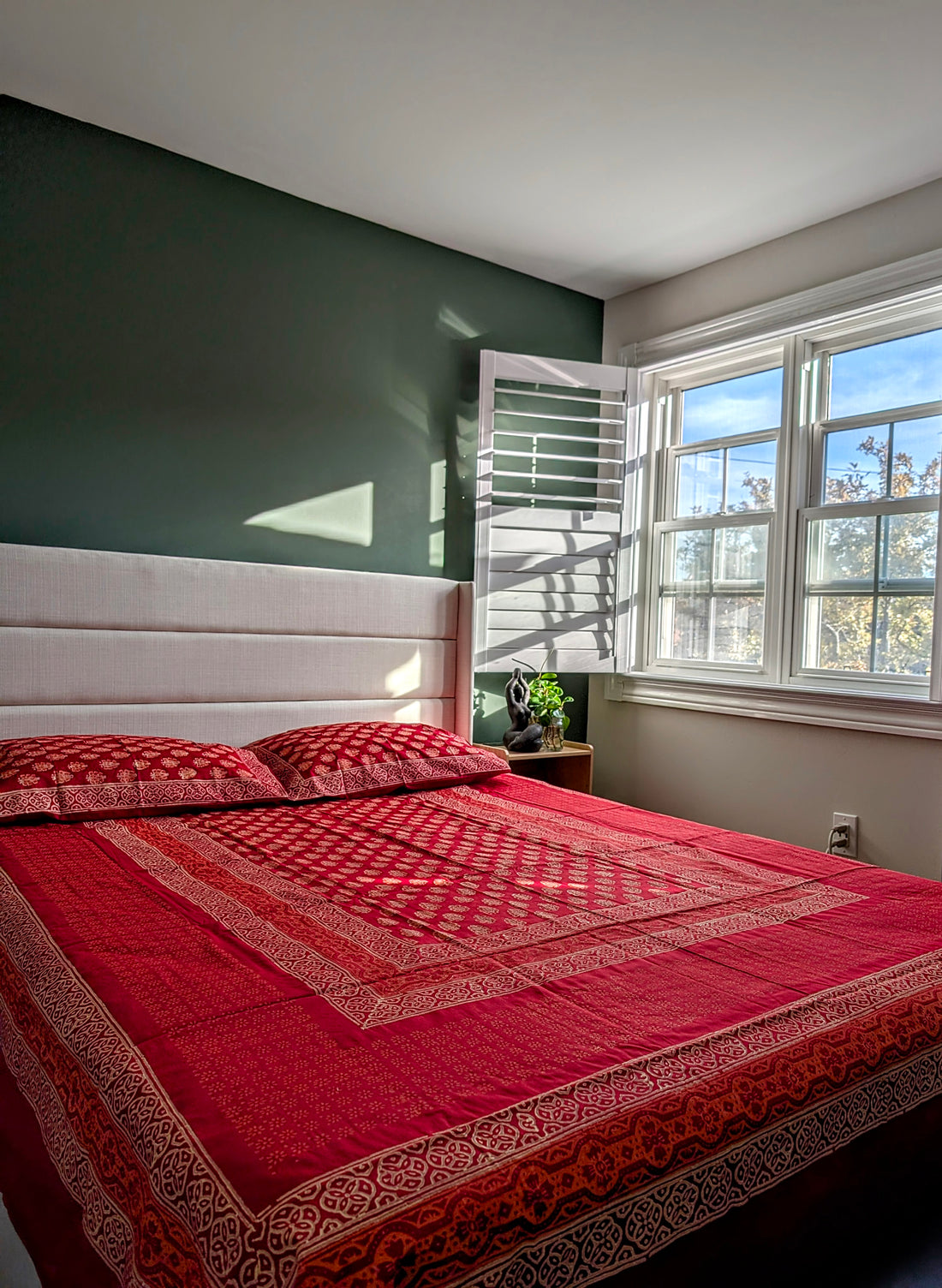 Crimson Opulence Bed Set – 100% Cotton Block Print Bed Set