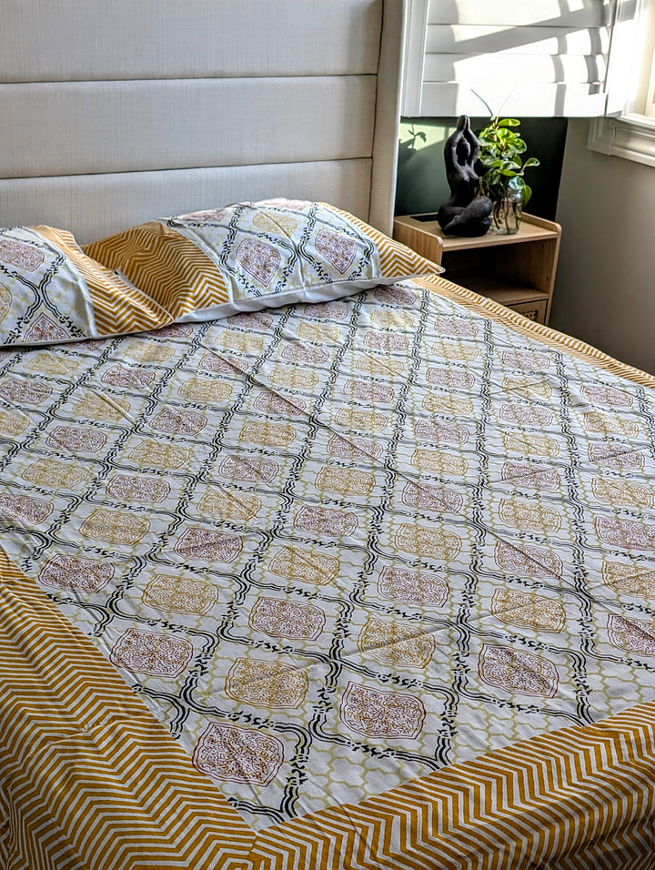 Festival Bloom Bed Set – 100% Cotton Block Print Bed Set