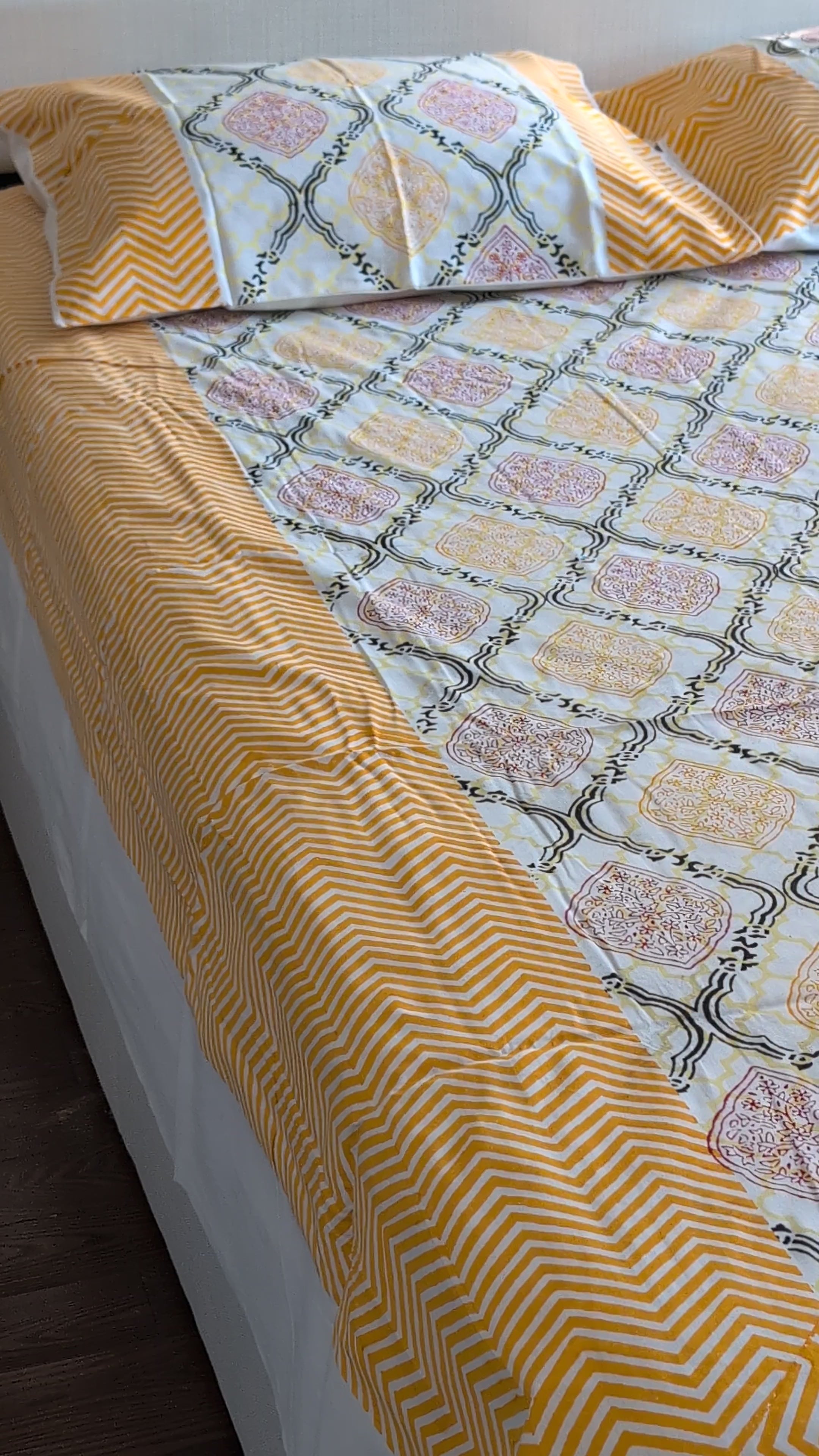 Festival Bloom Bed Set – 100% Cotton Block Print Bed Set